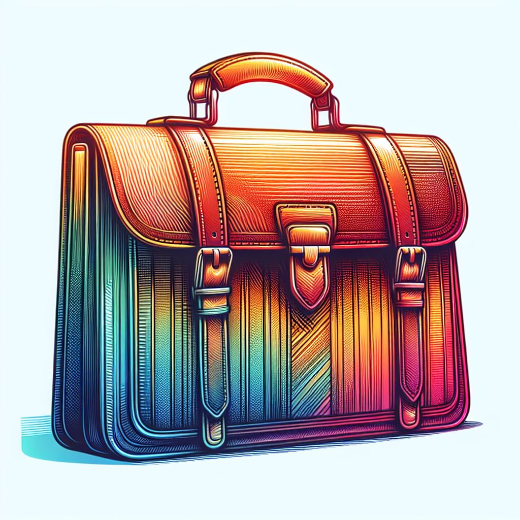 Briefcase in illustration style with gradients and white background