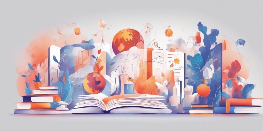 knowledge in illustration style with gradients and white background
