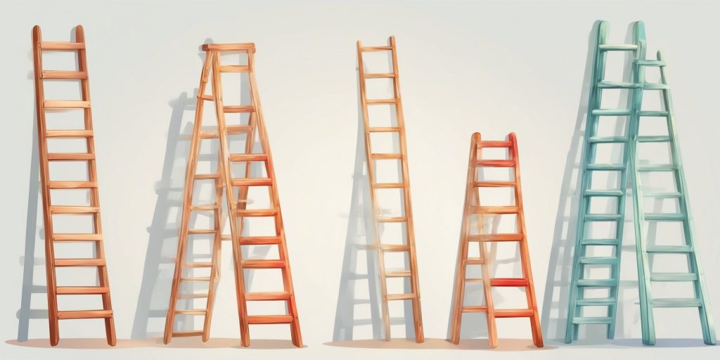 Ladder in illustration style with gradients and white background