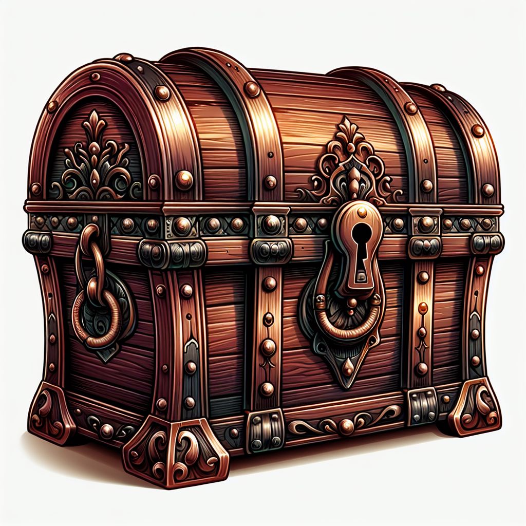 Treasure Chest in illustration style with gradients and white background