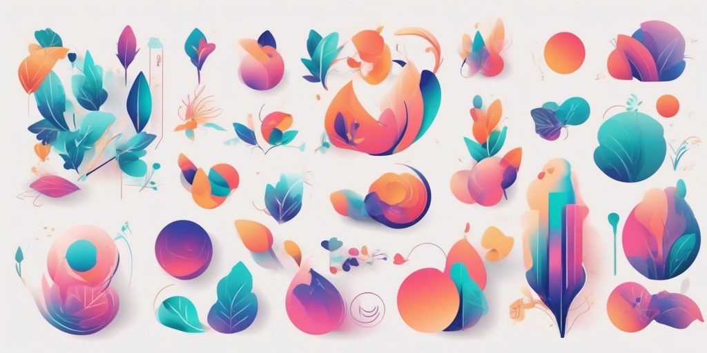branding in illustration style with gradients and white background