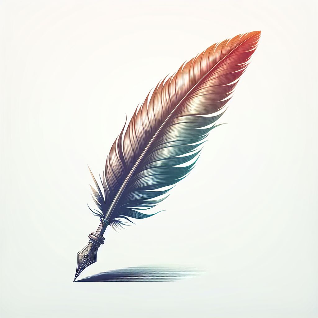 Quill Pen in illustration style with gradients and white background