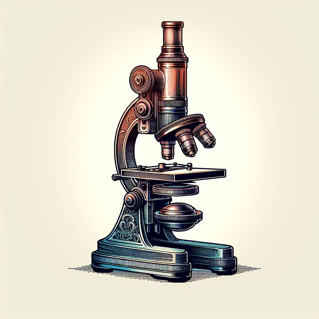 Microscope in illustration style with gradients and white background