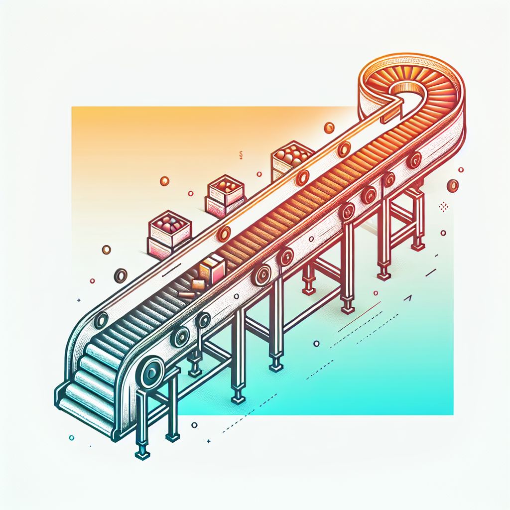 Conveyor in illustration style with gradients and white background