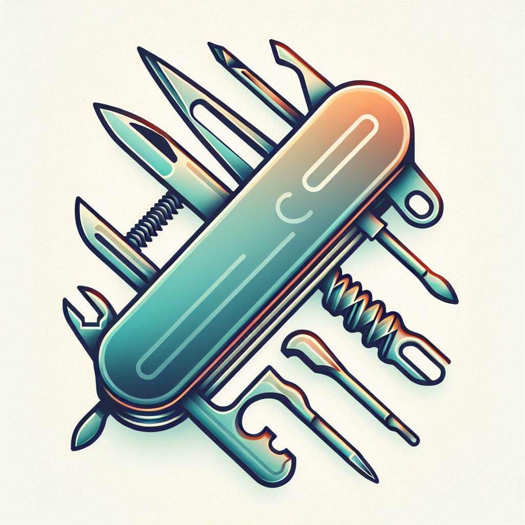 Swiss knife in illustration style with gradients and white background