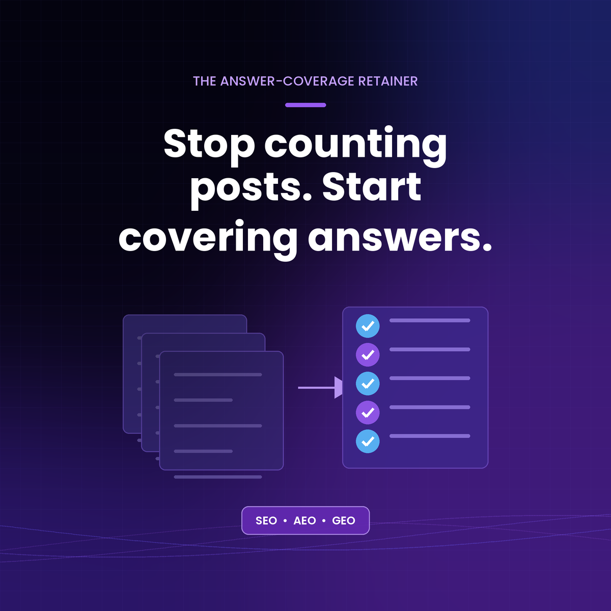 Stop counting posts. Start covering answers.