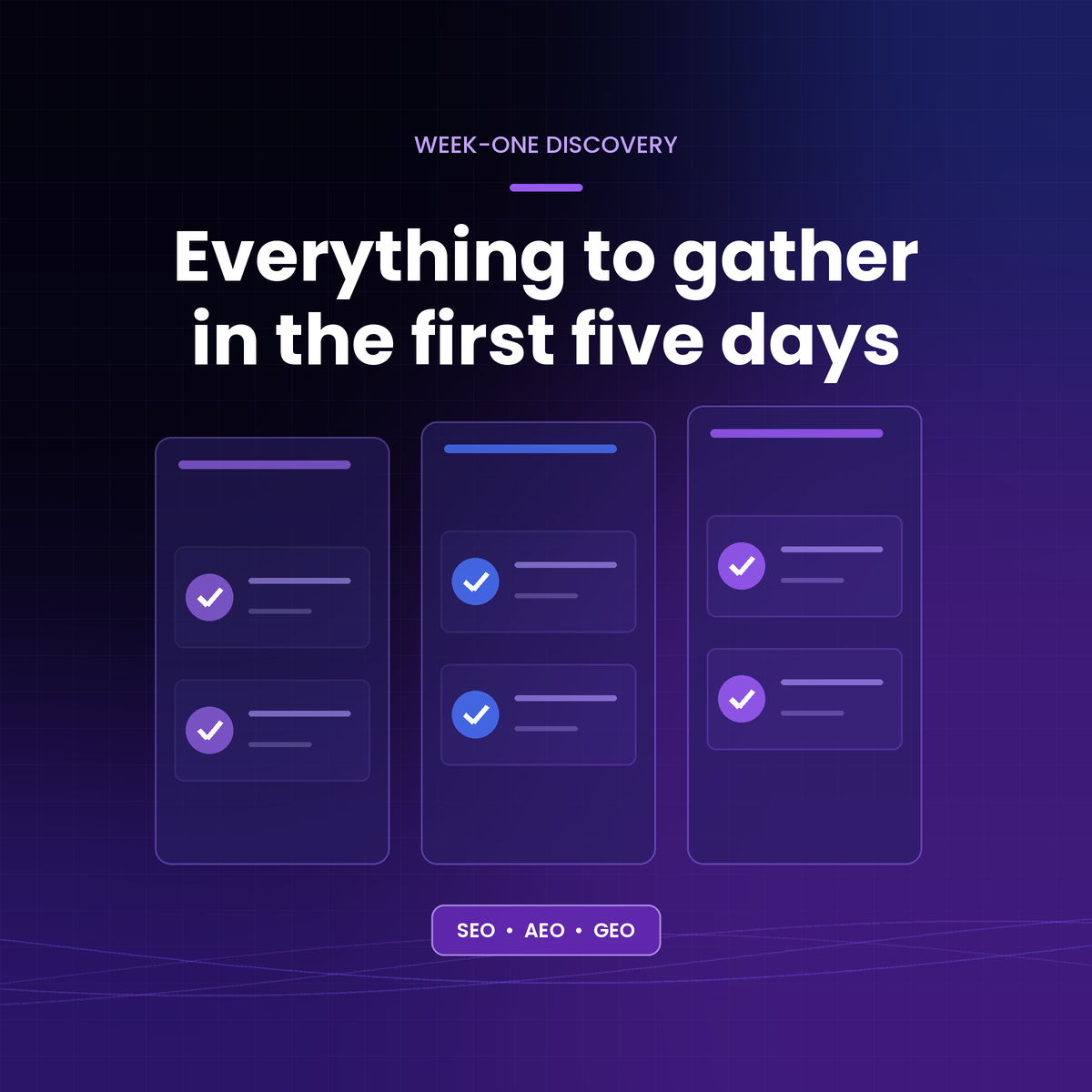 Everything to gather in the first five days