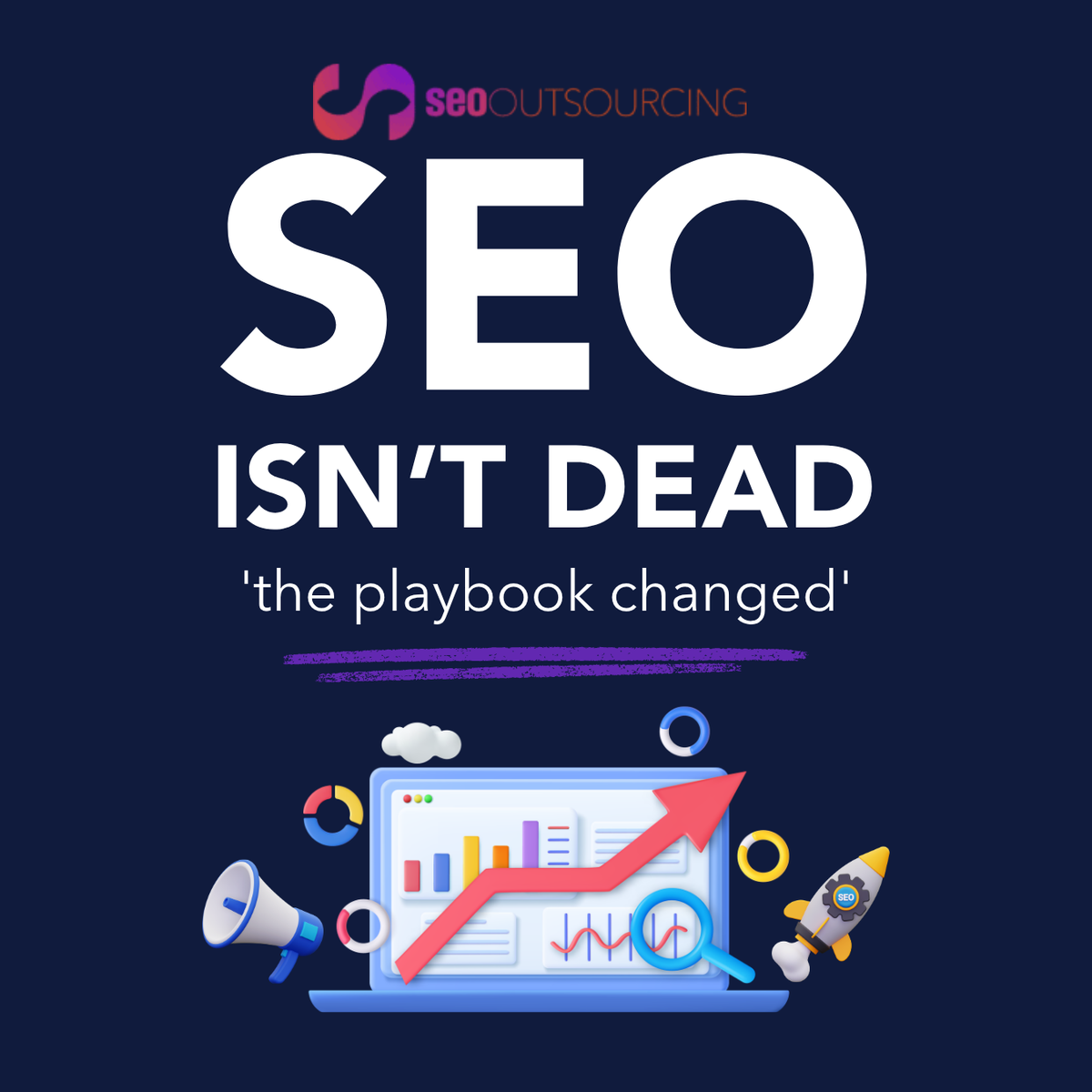 SEO Outsourcing graphic — SEO isn’t dead; the playbook changed